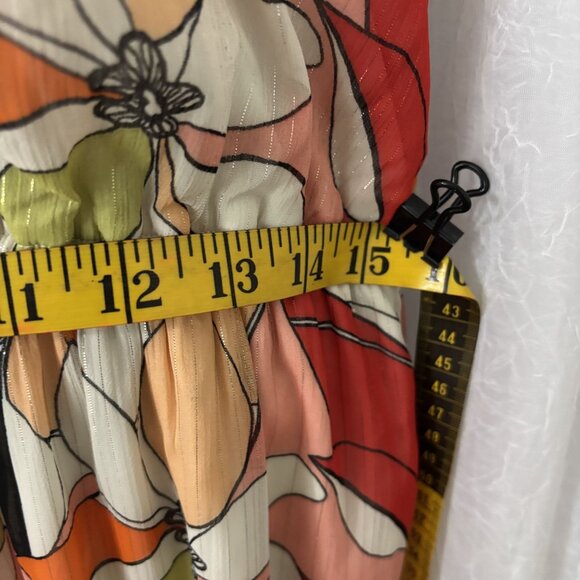 BCBGeneration Ruffled Floral Print Maxi Dress Size 12 Multicolor Halter Neck - Picture 13 of 15